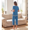 image:imageWiWi Bamboo Viscose Pajamas Set for Women Soft Sleepwear Loose comfy Short Tops with Capri Pants Pjs Loungewear SXXLAprussian Blue