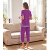 image:imageWiWi Bamboo Viscose Pajamas Set for Women Soft Sleepwear Loose comfy Short Tops with Capri Pants Pjs Loungewear SXXLApurple