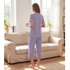 image:imageWiWi Bamboo Viscose Pajamas Set for Women Soft Sleepwear Loose comfy Short Tops with Capri Pants Pjs Loungewear SXXLAviolet