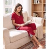 image:imageWiWi Bamboo Viscose Pajamas Set for Women Soft Sleepwear Loose comfy Short Tops with Capri Pants Pjs Loungewear SXXLAwine Red