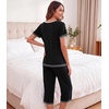 image:imageWiWi Bamboo Viscose Pajamas Set for Women Soft Sleepwear Loose comfy Short Tops with Capri Pants Pjs Loungewear SXXLBblack