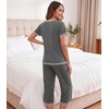 image:imageWiWi Bamboo Viscose Pajamas Set for Women Soft Sleepwear Loose comfy Short Tops with Capri Pants Pjs Loungewear SXXLBdark Heather Grey