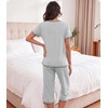 image:imageWiWi Bamboo Viscose Pajamas Set for Women Soft Sleepwear Loose comfy Short Tops with Capri Pants Pjs Loungewear SXXLBheather Grey