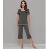 image:imageWiWi Bamboo Viscose Pajamas Set for Women Soft Sleepwear Loose comfy Short Tops with Capri Pants Pjs Loungewear SXXLBiron Grey