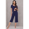 image:imageWiWi Bamboo Viscose Pajamas Set for Women Soft Sleepwear Loose comfy Short Tops with Capri Pants Pjs Loungewear SXXLBnavy