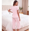 image:imageWiWi Bamboo Viscose Pajamas Set for Women Soft Sleepwear Loose comfy Short Tops with Capri Pants Pjs Loungewear SXXLBpink