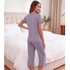 image:imageWiWi Bamboo Viscose Pajamas Set for Women Soft Sleepwear Loose comfy Short Tops with Capri Pants Pjs Loungewear SXXLBviolet