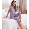 image:imageWiWi Bamboo Viscose Pajamas Set for Women Soft Sleepwear Loose comfy Short Tops with Capri Pants Pjs Loungewear SXXLBviolet