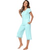 image:imageWiWi Bamboo Viscose Pajamas Set for Women Soft Sleepwear Loose comfy Short Tops with Capri Pants Pjs Loungewear SXXLCaqua