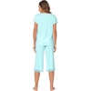 image:imageWiWi Bamboo Viscose Pajamas Set for Women Soft Sleepwear Loose comfy Short Tops with Capri Pants Pjs Loungewear SXXLCaqua
