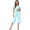 image:imageWiWi Bamboo Viscose Pajamas Set for Women Soft Sleepwear Loose comfy Short Tops with Capri Pants Pjs Loungewear SXXLCaqua