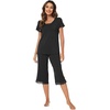 image:imageWiWi Bamboo Viscose Pajamas Set for Women Soft Sleepwear Loose comfy Short Tops with Capri Pants Pjs Loungewear SXXLCblack