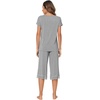 image:imageWiWi Bamboo Viscose Pajamas Set for Women Soft Sleepwear Loose comfy Short Tops with Capri Pants Pjs Loungewear SXXLCheather Grey