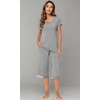 image:imageWiWi Bamboo Viscose Pajamas Set for Women Soft Sleepwear Loose comfy Short Tops with Capri Pants Pjs Loungewear SXXLCheather Grey
