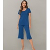 image:imageWiWi Bamboo Viscose Pajamas Set for Women Soft Sleepwear Loose comfy Short Tops with Capri Pants Pjs Loungewear SXXLCink Blue