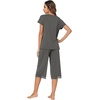 image:imageWiWi Bamboo Viscose Pajamas Set for Women Soft Sleepwear Loose comfy Short Tops with Capri Pants Pjs Loungewear SXXLCiron Grey