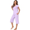 image:imageWiWi Bamboo Viscose Pajamas Set for Women Soft Sleepwear Loose comfy Short Tops with Capri Pants Pjs Loungewear SXXLClight Purple