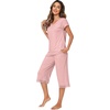 image:imageWiWi Bamboo Viscose Pajamas Set for Women Soft Sleepwear Loose comfy Short Tops with Capri Pants Pjs Loungewear SXXLCmesa Rose