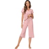 image:imageWiWi Bamboo Viscose Pajamas Set for Women Soft Sleepwear Loose comfy Short Tops with Capri Pants Pjs Loungewear SXXLCmesa Rose