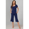 image:imageWiWi Bamboo Viscose Pajamas Set for Women Soft Sleepwear Loose comfy Short Tops with Capri Pants Pjs Loungewear SXXLCnavy