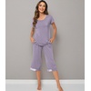 image:imageWiWi Bamboo Viscose Pajamas Set for Women Soft Sleepwear Loose comfy Short Tops with Capri Pants Pjs Loungewear SXXLCviolet