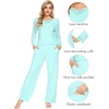 image:imageWiWi Bamboo Viscose Pajamas for Women Set 2 Piece Lace Trim Long Sleeve Womens Pajama Sets Plus Size Pjs with Pockets S4XAaqua