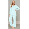 image:imageWiWi Bamboo Viscose Pajamas for Women Set 2 Piece Lace Trim Long Sleeve Womens Pajama Sets Plus Size Pjs with Pockets S4XAaqua