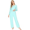 image:imageWiWi Bamboo Viscose Pajamas for Women Set 2 Piece Lace Trim Long Sleeve Womens Pajama Sets Plus Size Pjs with Pockets S4XAaqua