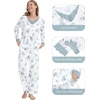 image:imageWiWi Bamboo Viscose Pajamas for Women Set 2 Piece Lace Trim Long Sleeve Womens Pajama Sets Plus Size Pjs with Pockets S4XAaqua Flowers