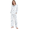 image:imageWiWi Bamboo Viscose Pajamas for Women Set 2 Piece Lace Trim Long Sleeve Womens Pajama Sets Plus Size Pjs with Pockets S4XAaqua Flowers