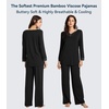 image:imageWiWi Bamboo Viscose Pajamas for Women Set 2 Piece Lace Trim Long Sleeve Womens Pajama Sets Plus Size Pjs with Pockets S4XAblack