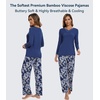 image:imageWiWi Bamboo Viscose Pajamas for Women Set 2 Piece Lace Trim Long Sleeve Womens Pajama Sets Plus Size Pjs with Pockets S4XAblue Depthgray Peony