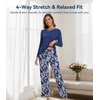 image:imageWiWi Bamboo Viscose Pajamas for Women Set 2 Piece Lace Trim Long Sleeve Womens Pajama Sets Plus Size Pjs with Pockets S4XAblue Depthgray Peony