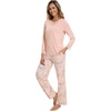 image:imageWiWi Bamboo Viscose Pajamas for Women Set 2 Piece Lace Trim Long Sleeve Womens Pajama Sets Plus Size Pjs with Pockets S4XAblushpink Flowers