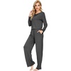 image:imageWiWi Bamboo Viscose Pajamas for Women Set 2 Piece Lace Trim Long Sleeve Womens Pajama Sets Plus Size Pjs with Pockets S4XAcharcoal Heather
