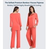 image:imageWiWi Bamboo Viscose Pajamas for Women Set 2 Piece Lace Trim Long Sleeve Womens Pajama Sets Plus Size Pjs with Pockets S4XAcoral