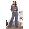 image:imageWiWi Bamboo Viscose Pajamas for Women Set 2 Piece Lace Trim Long Sleeve Womens Pajama Sets Plus Size Pjs with Pockets S4XAdark Grey