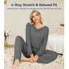 image:imageWiWi Bamboo Viscose Pajamas for Women Set 2 Piece Lace Trim Long Sleeve Womens Pajama Sets Plus Size Pjs with Pockets S4XAdark Heather Grey