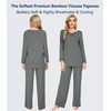 image:imageWiWi Bamboo Viscose Pajamas for Women Set 2 Piece Lace Trim Long Sleeve Womens Pajama Sets Plus Size Pjs with Pockets S4XAdark Heather Grey