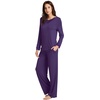 image:imageWiWi Bamboo Viscose Pajamas for Women Set 2 Piece Lace Trim Long Sleeve Womens Pajama Sets Plus Size Pjs with Pockets S4XAdark Purple