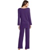 image:imageWiWi Bamboo Viscose Pajamas for Women Set 2 Piece Lace Trim Long Sleeve Womens Pajama Sets Plus Size Pjs with Pockets S4XAdark Purple