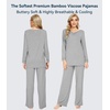 image:imageWiWi Bamboo Viscose Pajamas for Women Set 2 Piece Lace Trim Long Sleeve Womens Pajama Sets Plus Size Pjs with Pockets S4XAheather Grey
