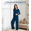 image:imageWiWi Bamboo Viscose Pajamas for Women Set 2 Piece Lace Trim Long Sleeve Womens Pajama Sets Plus Size Pjs with Pockets S4XAink Blue