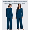 image:imageWiWi Bamboo Viscose Pajamas for Women Set 2 Piece Lace Trim Long Sleeve Womens Pajama Sets Plus Size Pjs with Pockets S4XAink Blue
