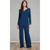 image:imageWiWi Bamboo Viscose Pajamas for Women Set 2 Piece Lace Trim Long Sleeve Womens Pajama Sets Plus Size Pjs with Pockets S4XAink Blue