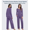 image:imageWiWi Bamboo Viscose Pajamas for Women Set 2 Piece Lace Trim Long Sleeve Womens Pajama Sets Plus Size Pjs with Pockets S4XAlavender