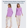 image:imageWiWi Bamboo Viscose Pajamas for Women Set 2 Piece Lace Trim Long Sleeve Womens Pajama Sets Plus Size Pjs with Pockets S4XAmedium Purplepurple Flowers