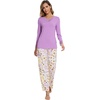 image:imageWiWi Bamboo Viscose Pajamas for Women Set 2 Piece Lace Trim Long Sleeve Womens Pajama Sets Plus Size Pjs with Pockets S4XAmedium Purplepurple Flowers