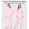 image:imageWiWi Bamboo Viscose Pajamas for Women Set 2 Piece Lace Trim Long Sleeve Womens Pajama Sets Plus Size Pjs with Pockets S4XApink