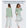 image:imageWiWi Bamboo Viscose Pajamas for Women Set 2 Piece Lace Trim Long Sleeve Womens Pajama Sets Plus Size Pjs with Pockets S4XAsage Greengreen Leaf
